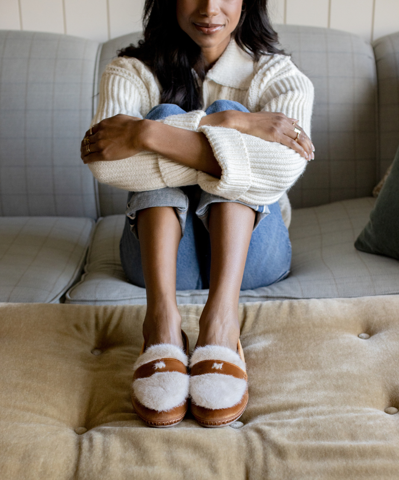 The Heron Loafer Cozy - Tan Velvet Faux Fur