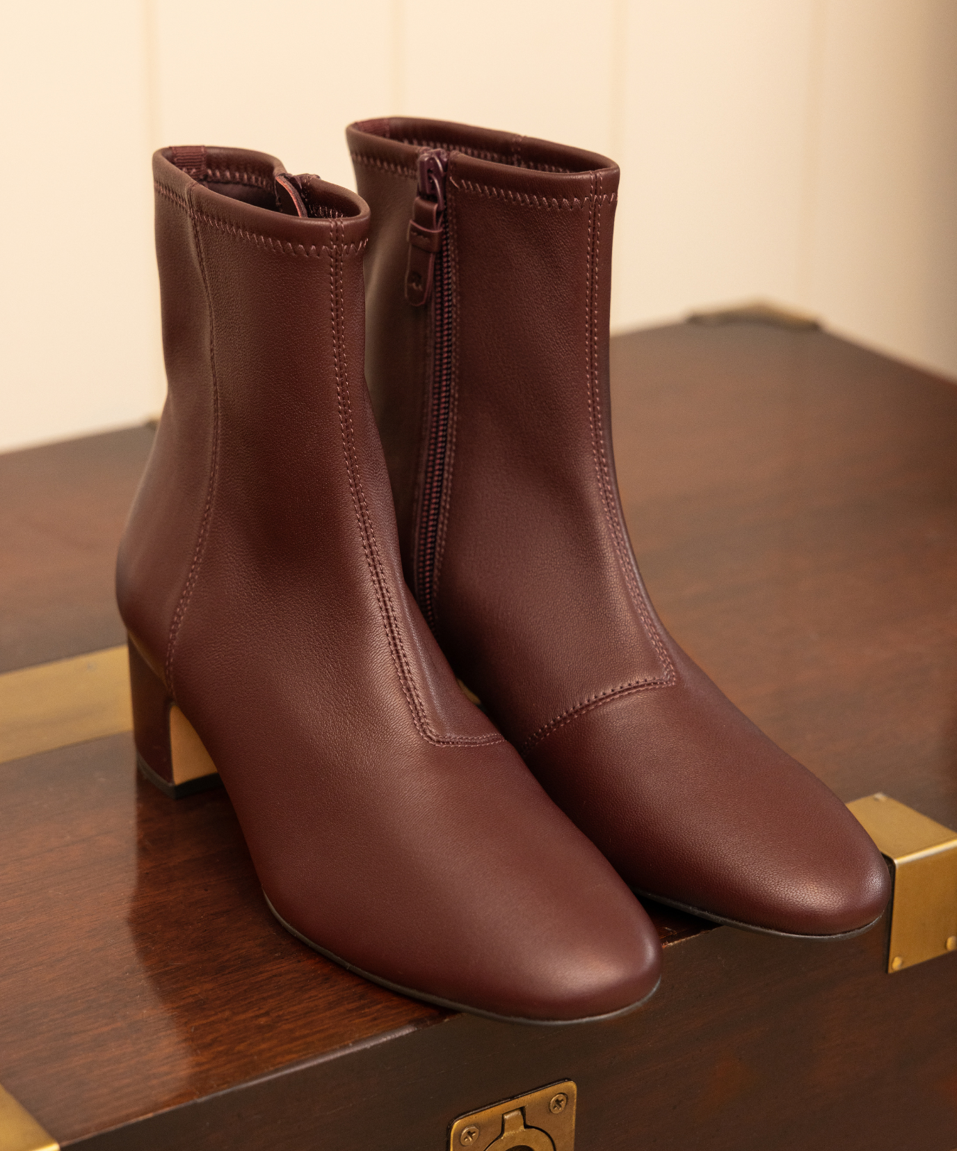 The Starling 50 Bootie - Burgundy Stretch Leather