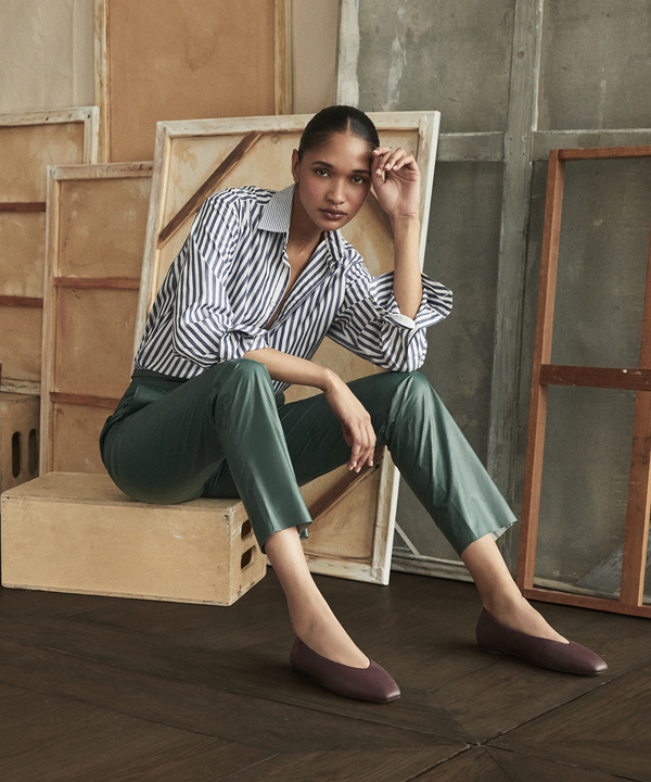 The Crane Ballet Flats, Burgundy Leather Ballet Flats