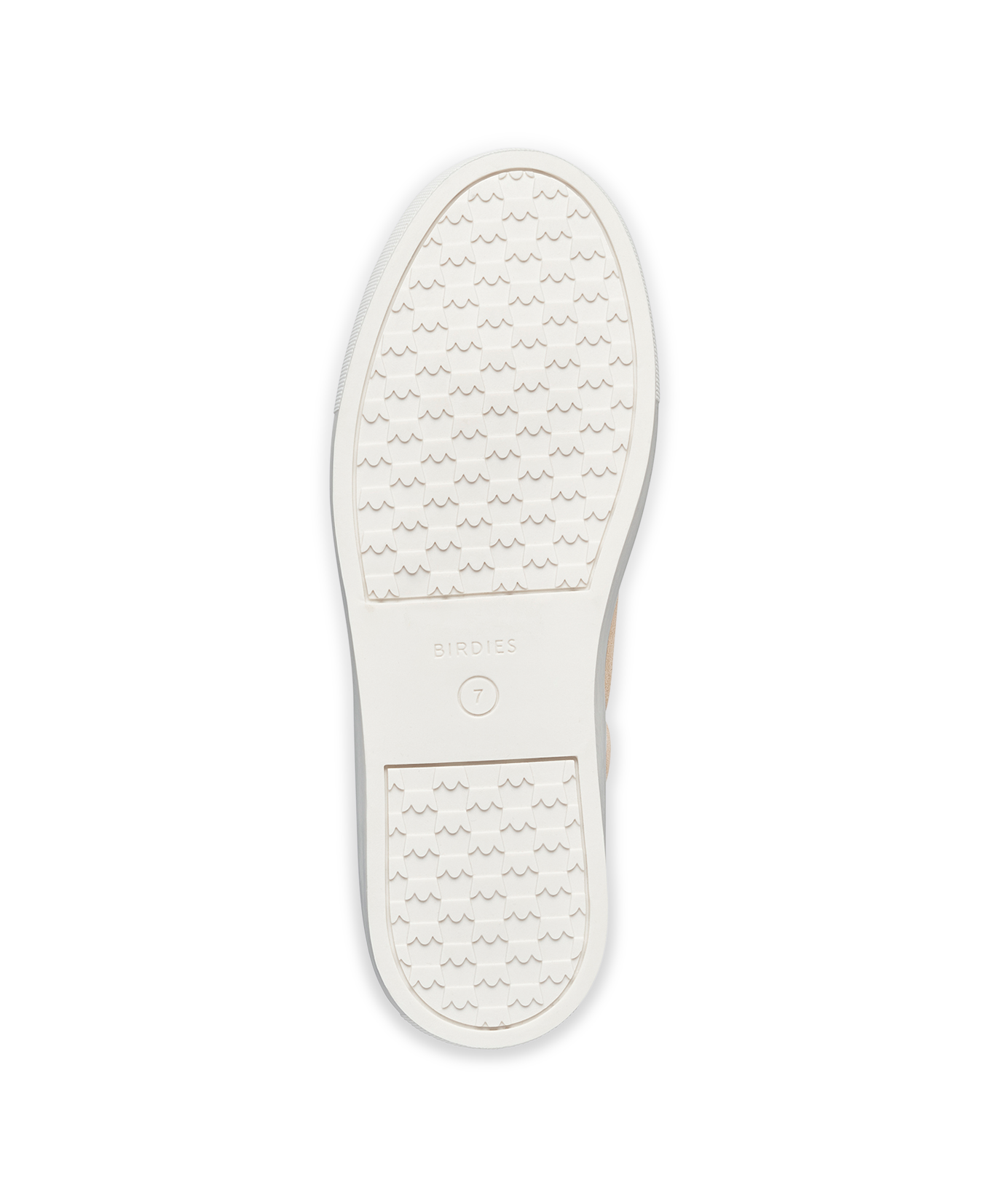 bottom view of the Falcon in Oat (light tan) Suede