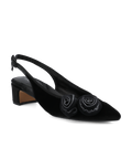 The Goldfinch 40 Slingback Flower - Black Velvet