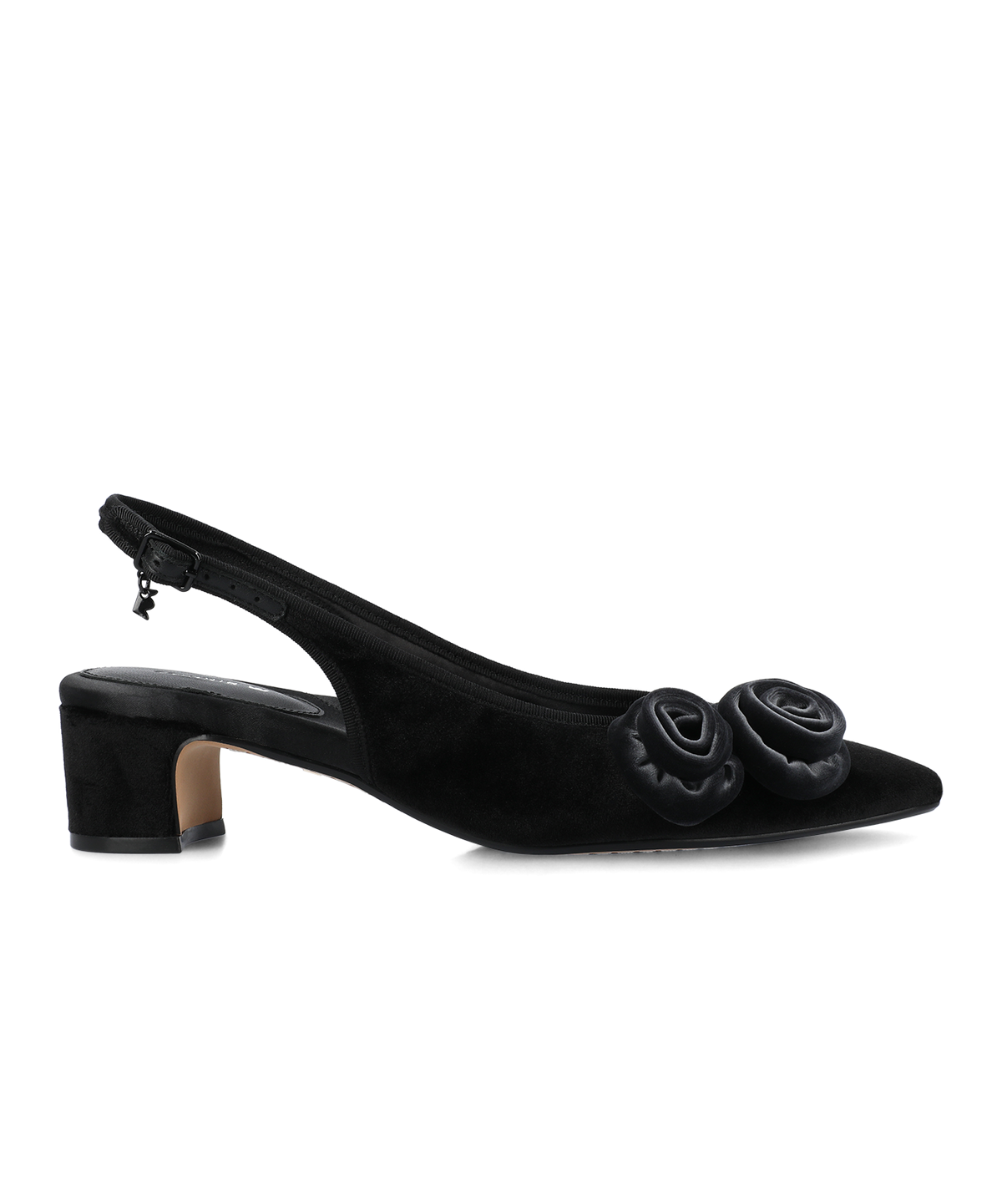 The Goldfinch 40 Slingback Flower - Black Velvet