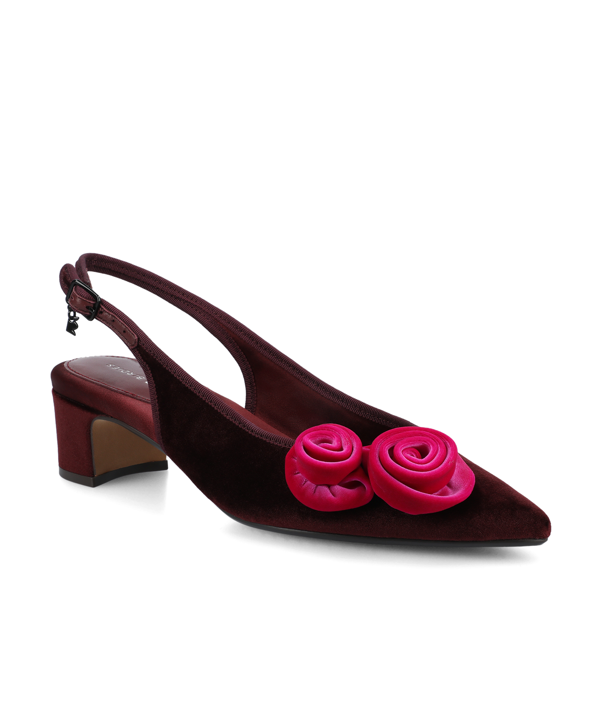 The Goldfinch 40 Slingback Flower - Burgundy Velvet