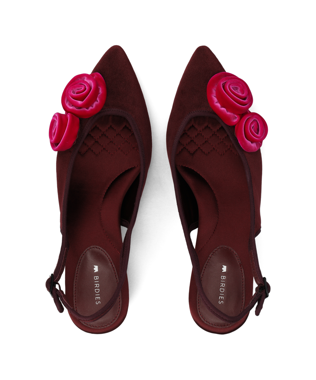 The Goldfinch 40 Slingback Flower - Burgundy Velvet