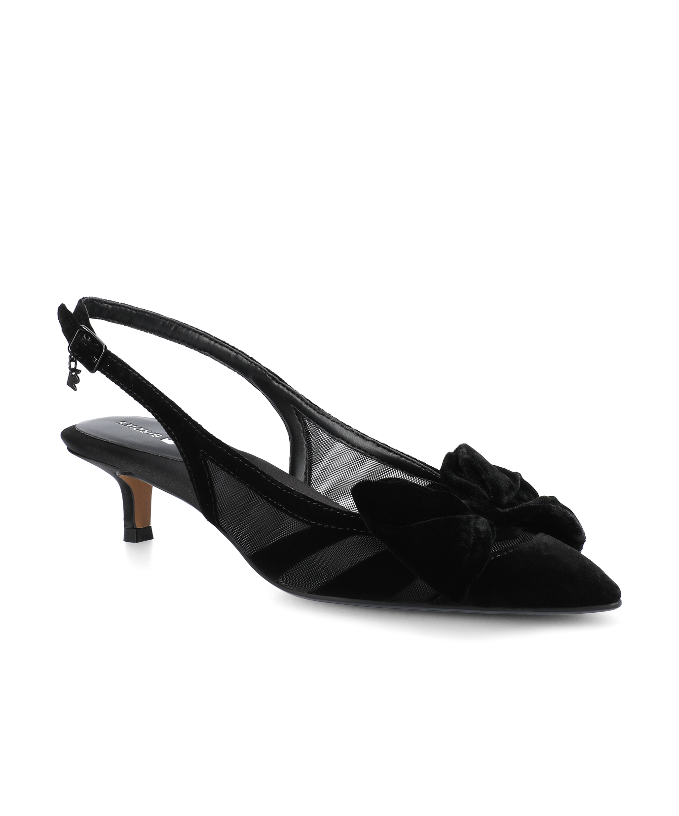 The Goldfinch Kitten Heel | Black Velvet Mesh | Women's Heels