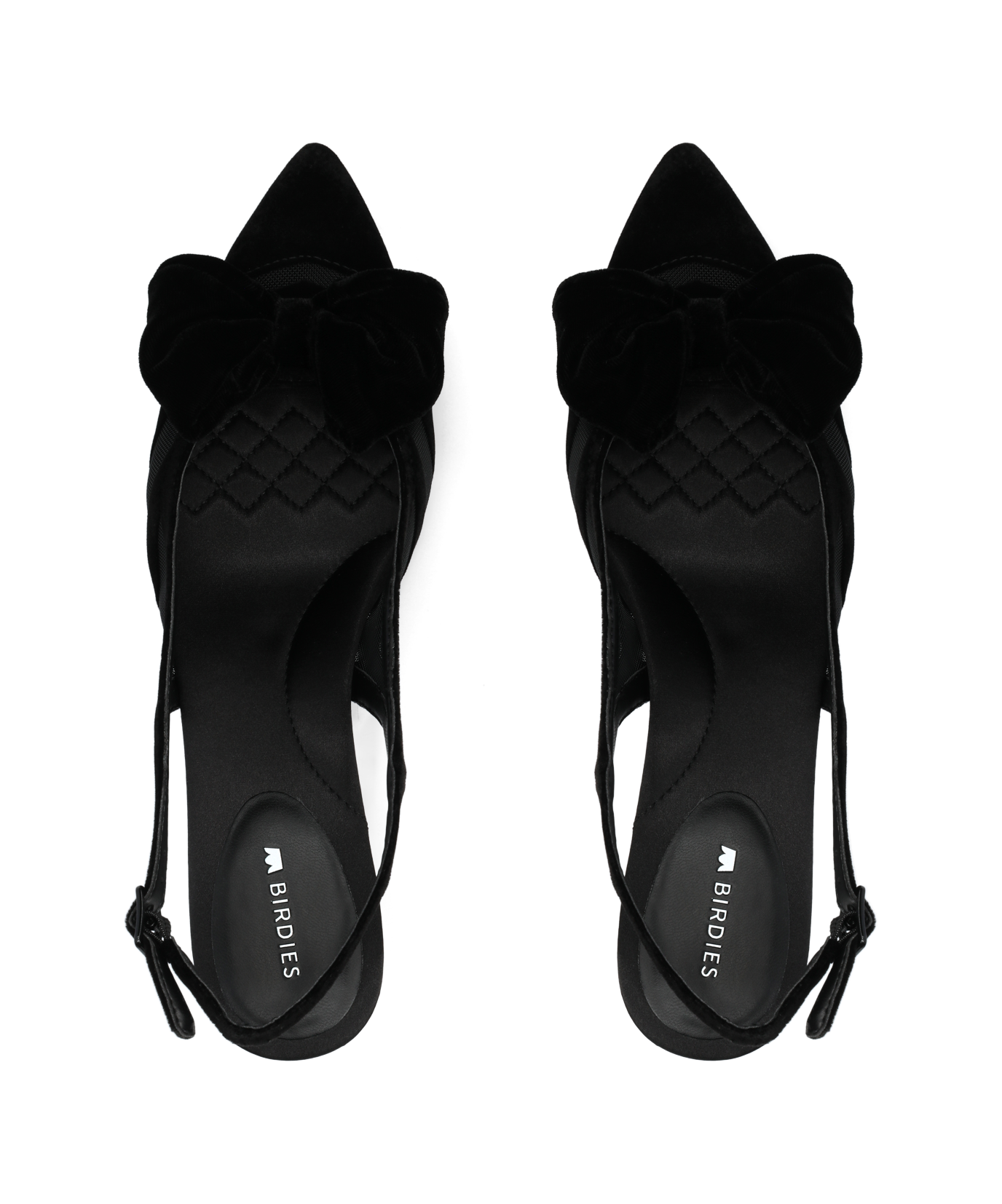 The Goldfinch Kitten Heel - Black Velvet Mesh