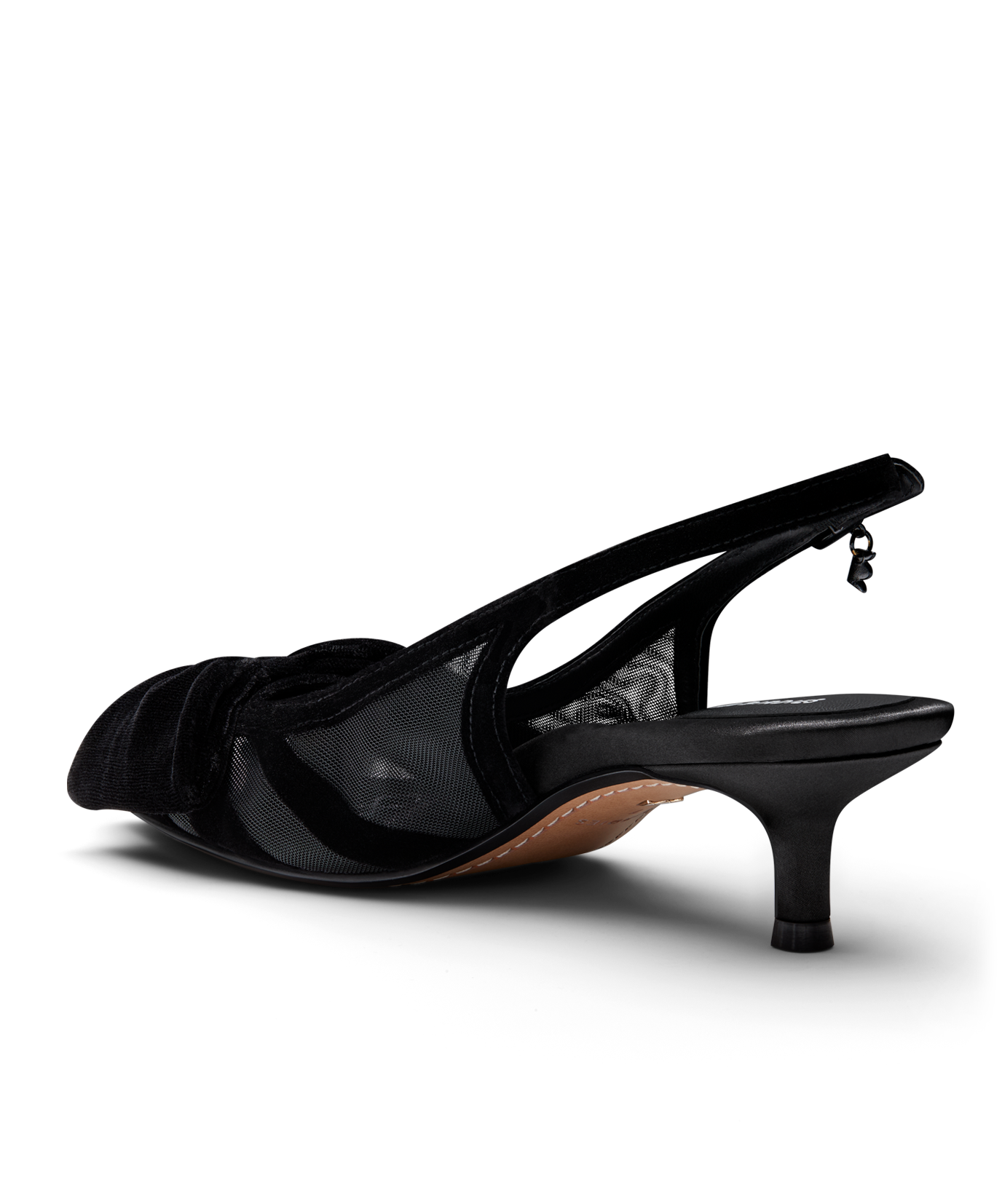 The Goldfinch Kitten Heel - Black Velvet Mesh