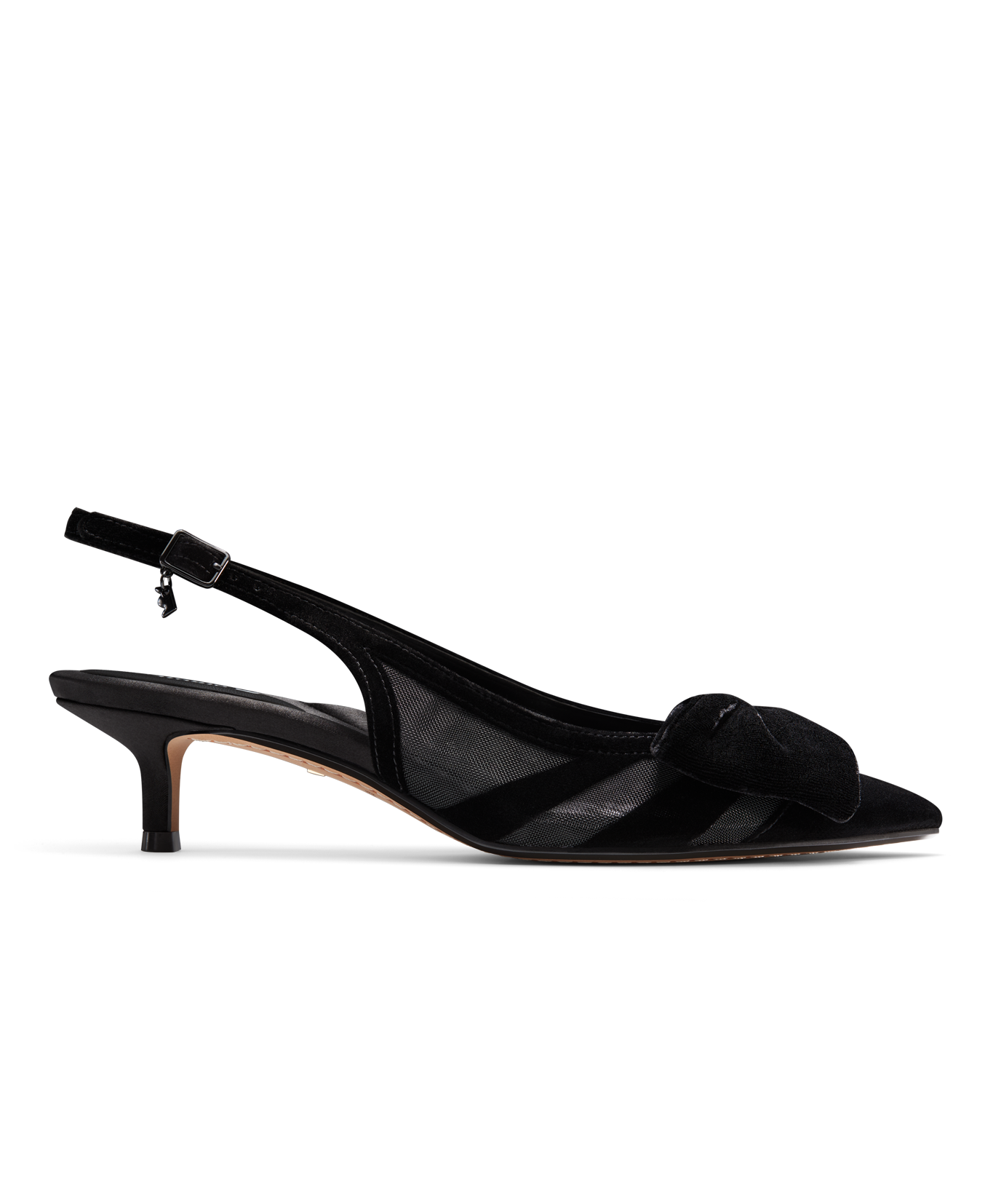 The Goldfinch Kitten Heel - Black Velvet Mesh