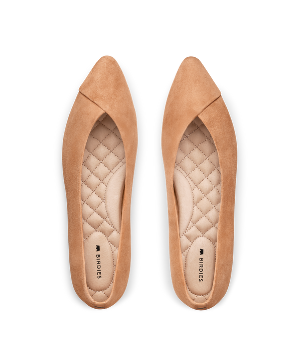 Tan pointed flats sales