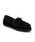 The Heron Loafer Cozy - Black Velvet Faux Fur