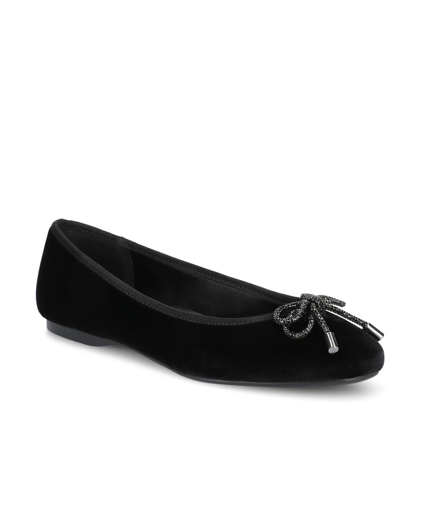 The Hummingbird | Black Velvet Jeweled Bow | Women's Ballet Flats