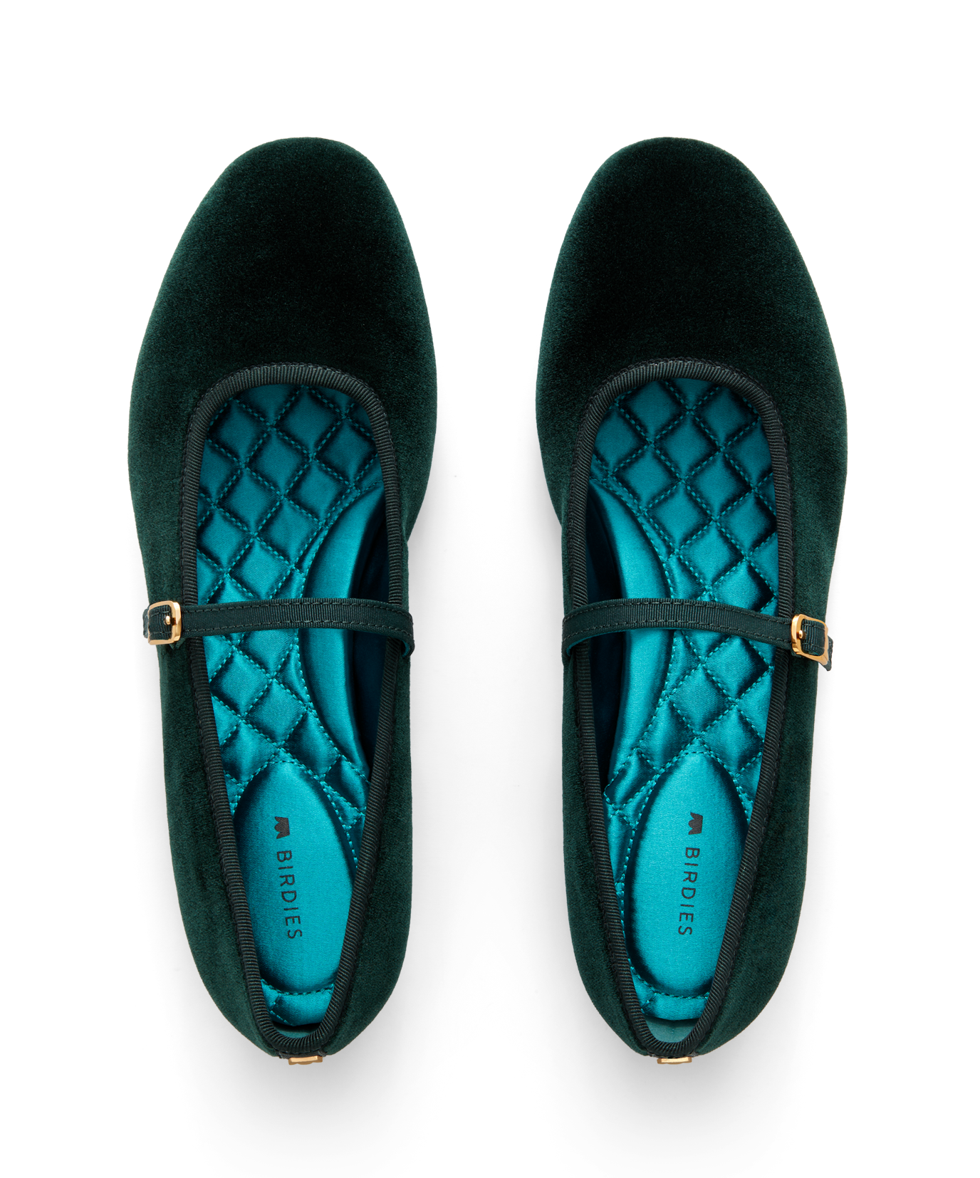 hover | top view of the Hummingbird Maryjane in Dark Green Velvet with a Leather strap