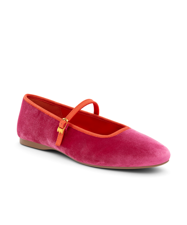 The Hummingbird Mary Jane Hot Pink Velvet Women s Ballet Flats Birdies