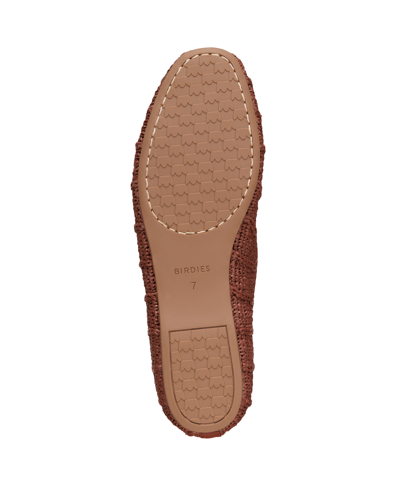 bottom view of the Hummingbird in Walnut (brown) raffia