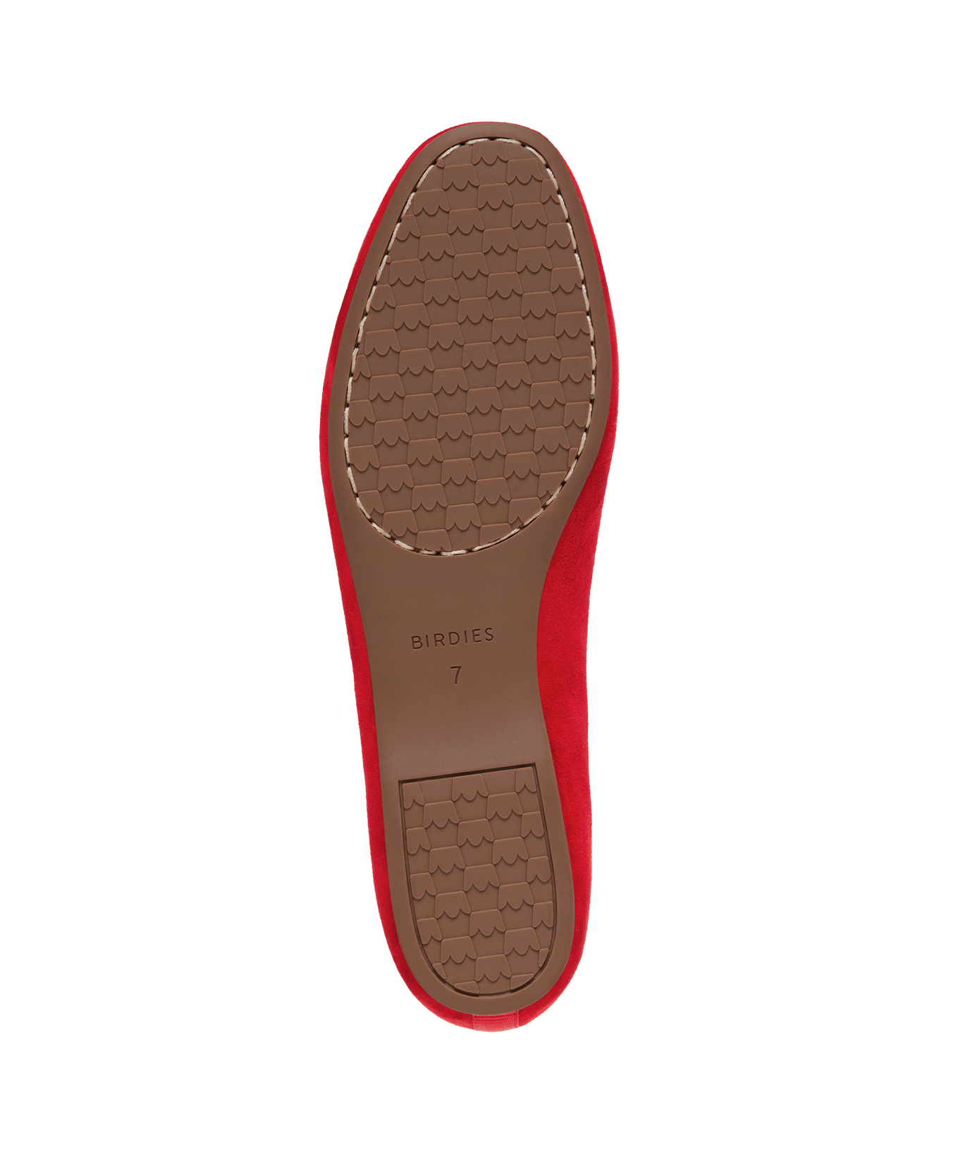 bottom view of the Hummingbird in red suede