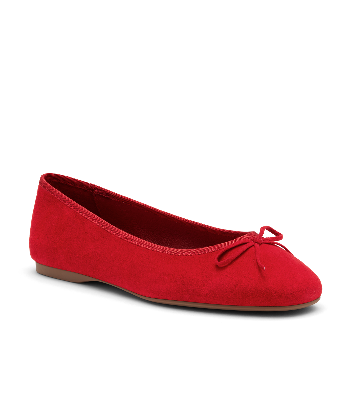 front 3/4ths view of the Hummingbird in red suede
