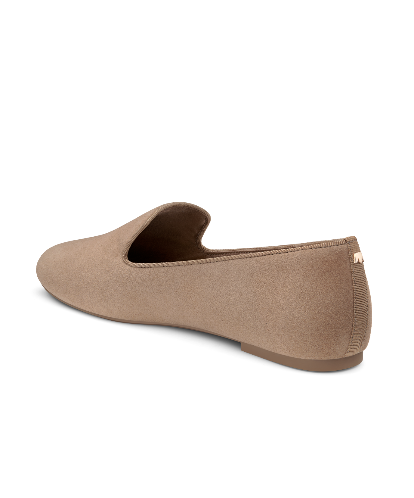 back 3/4ths view of the Starling in New Latte (beige) Suede