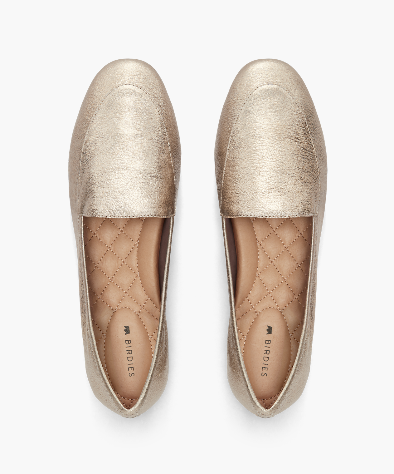 top view of the Vesper loafer in Gold Leather
