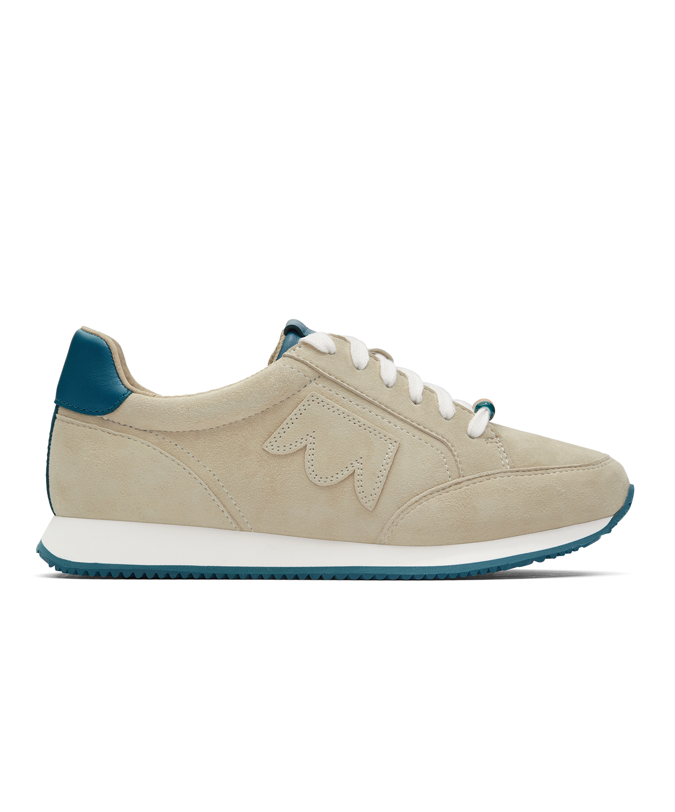 side view of the Roadrunner Sneaker in Biscotti Cream Suede