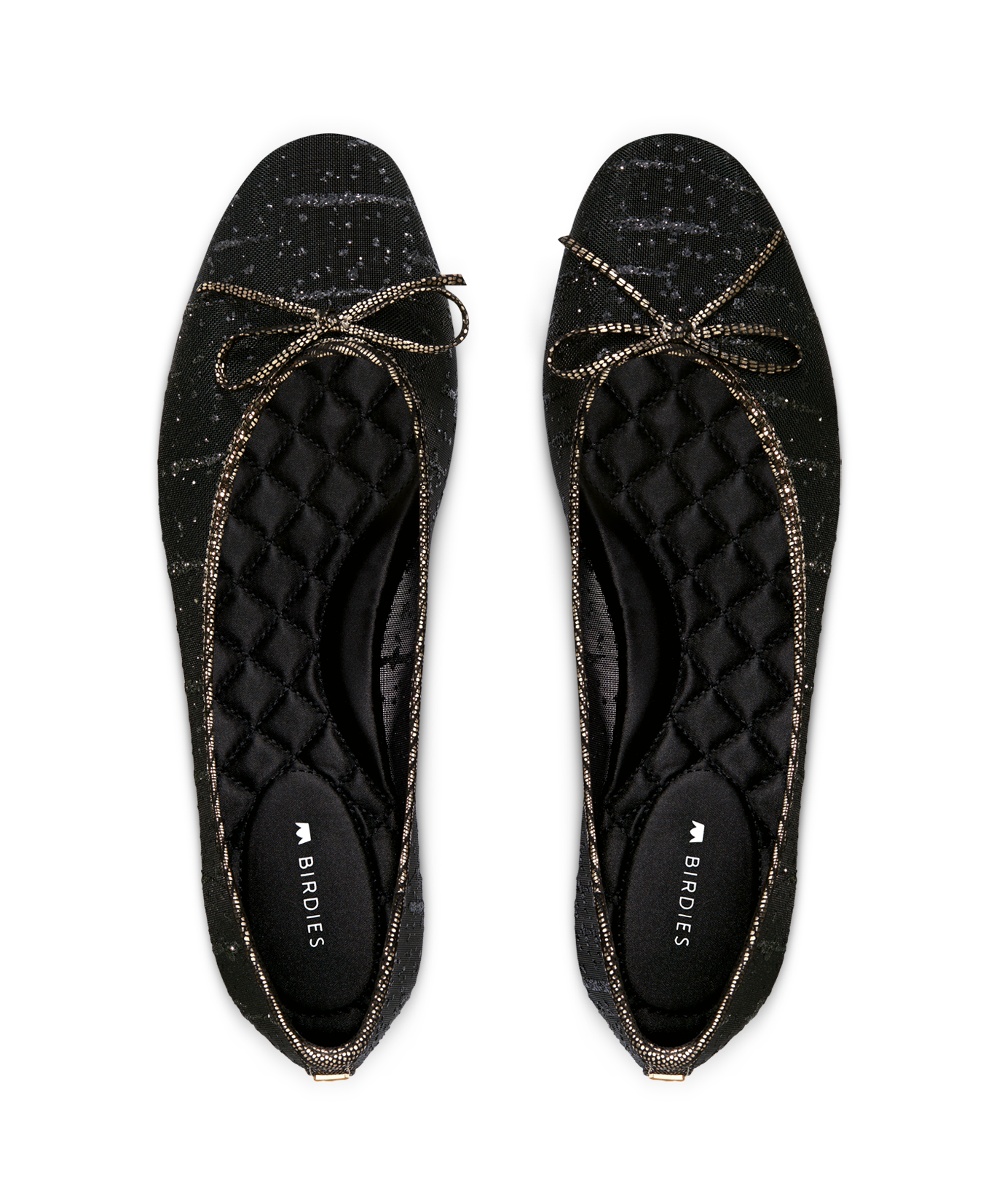 hover | top view of the Songbird Ballet Flat in Black mesh Sparkle