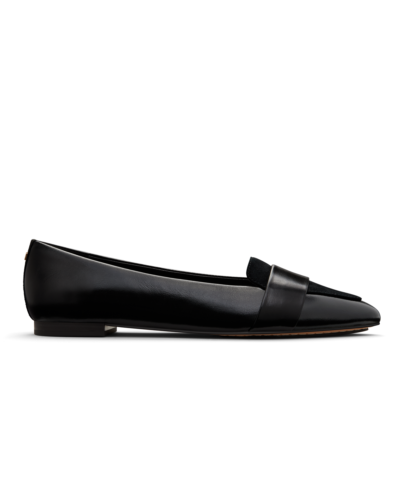 side view of the sparrow leather loafer in licorice (black)