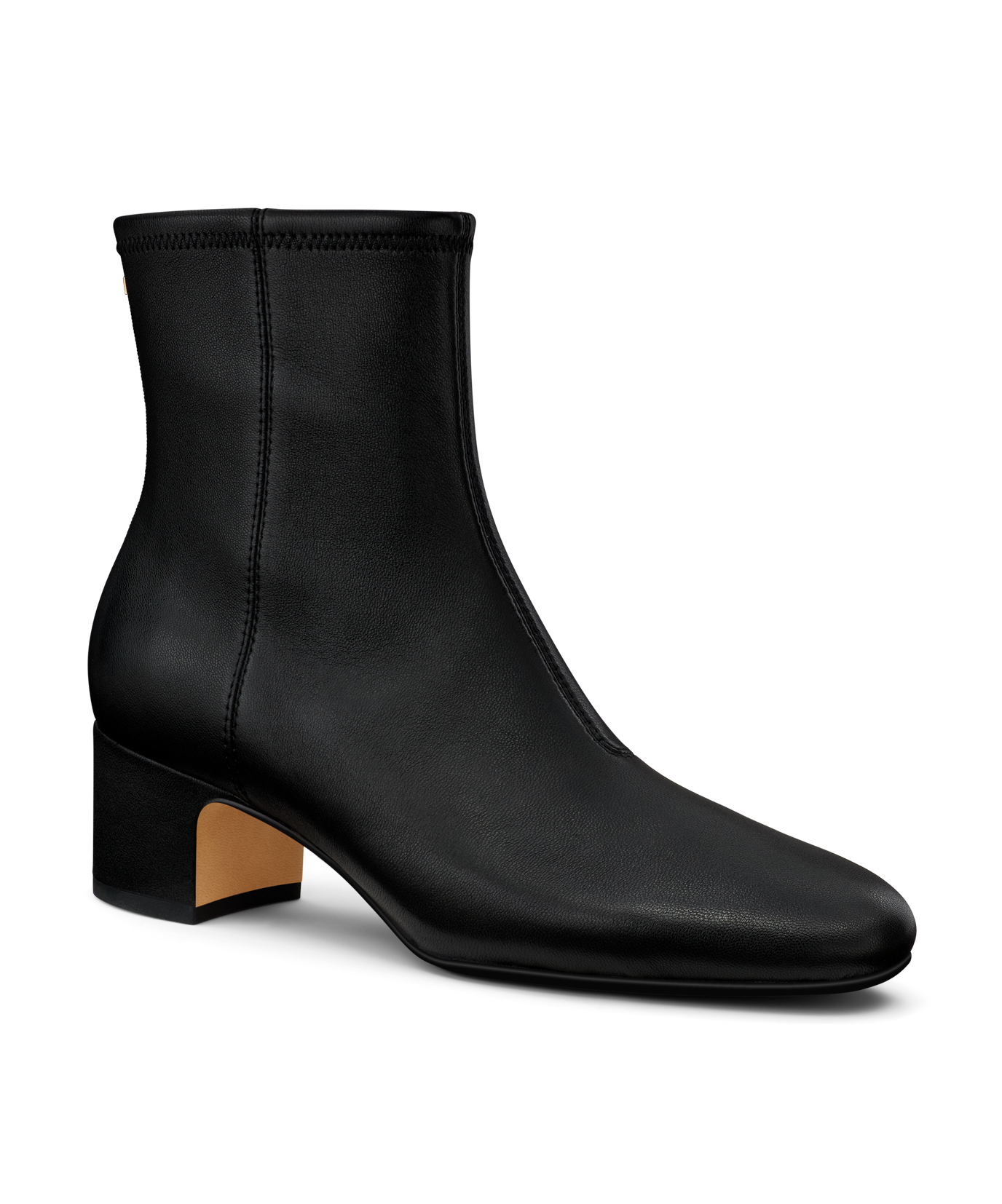 front 3/4ths view of the Starling 50 bootie in Black Leather