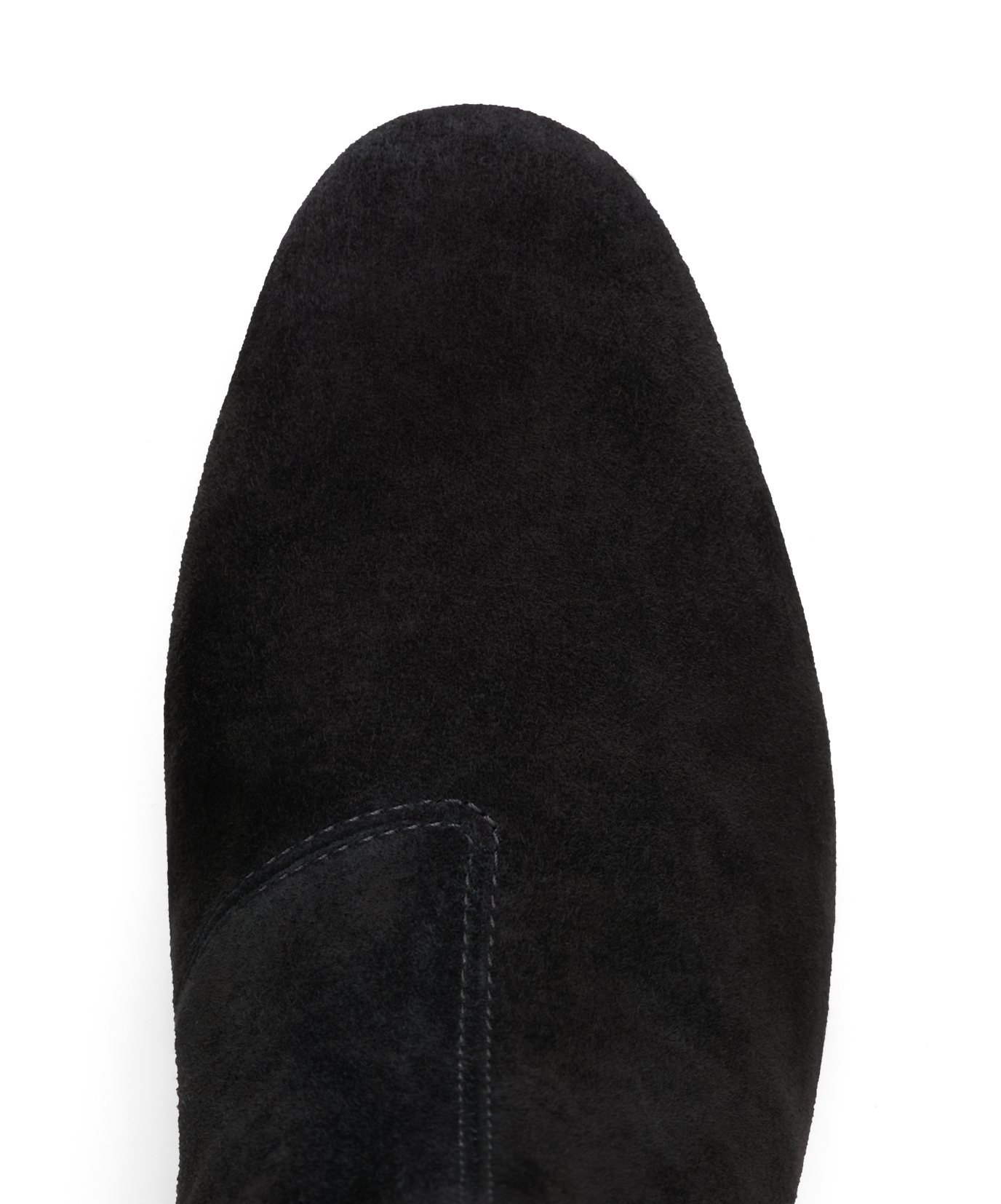close up view of the Starling 50 bootie in Black Suede toe