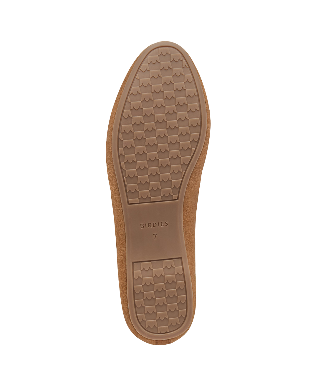 bottom view of the Starling in golden oak (tan) suede
