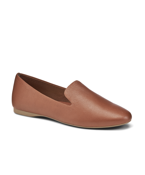 Brown leather hot sale flats