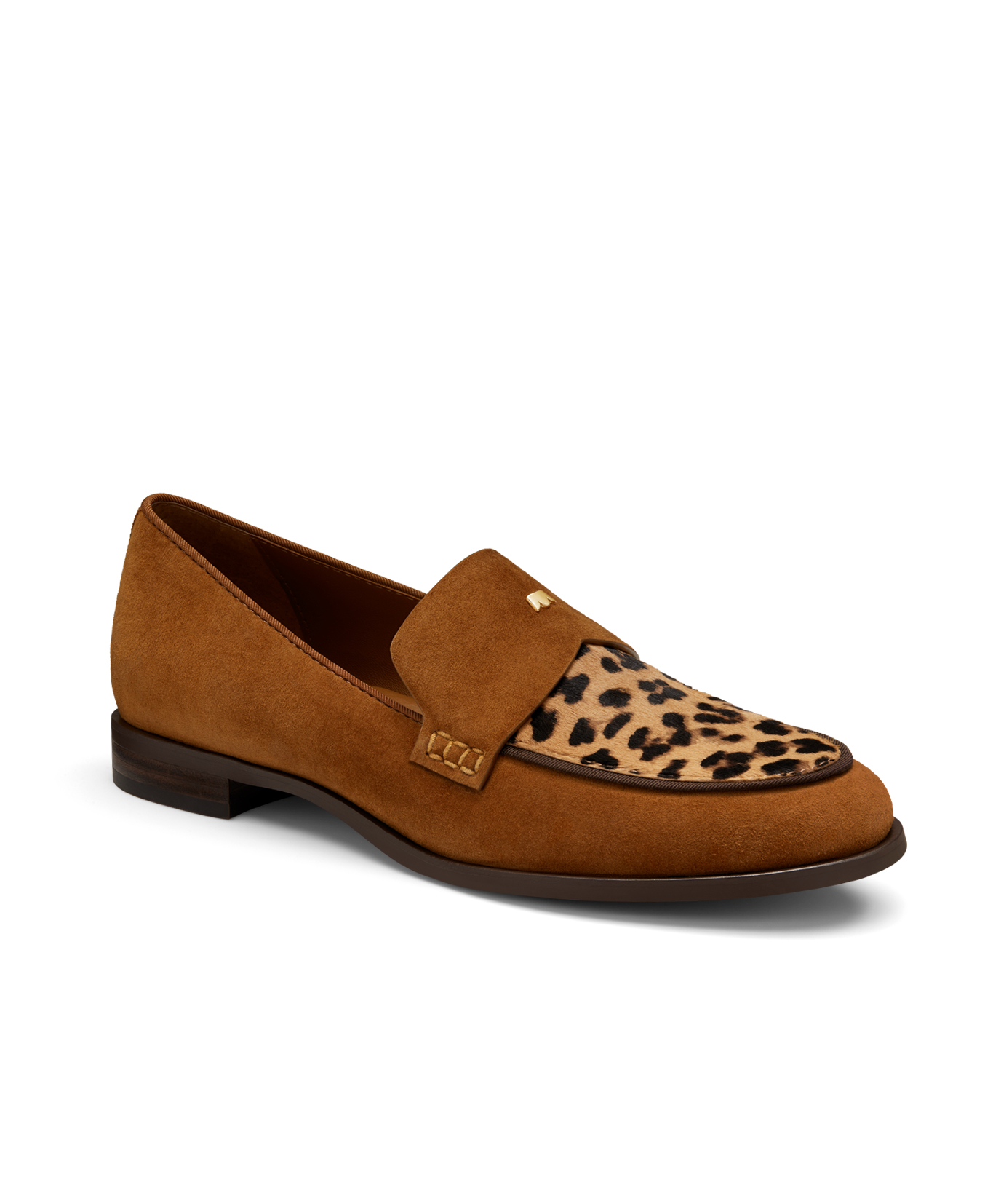 front 3/4ths view of the Starling 20 in Cheetah Print Calf Hair