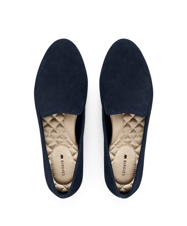 The Starling Navy Suede Flats Birdies