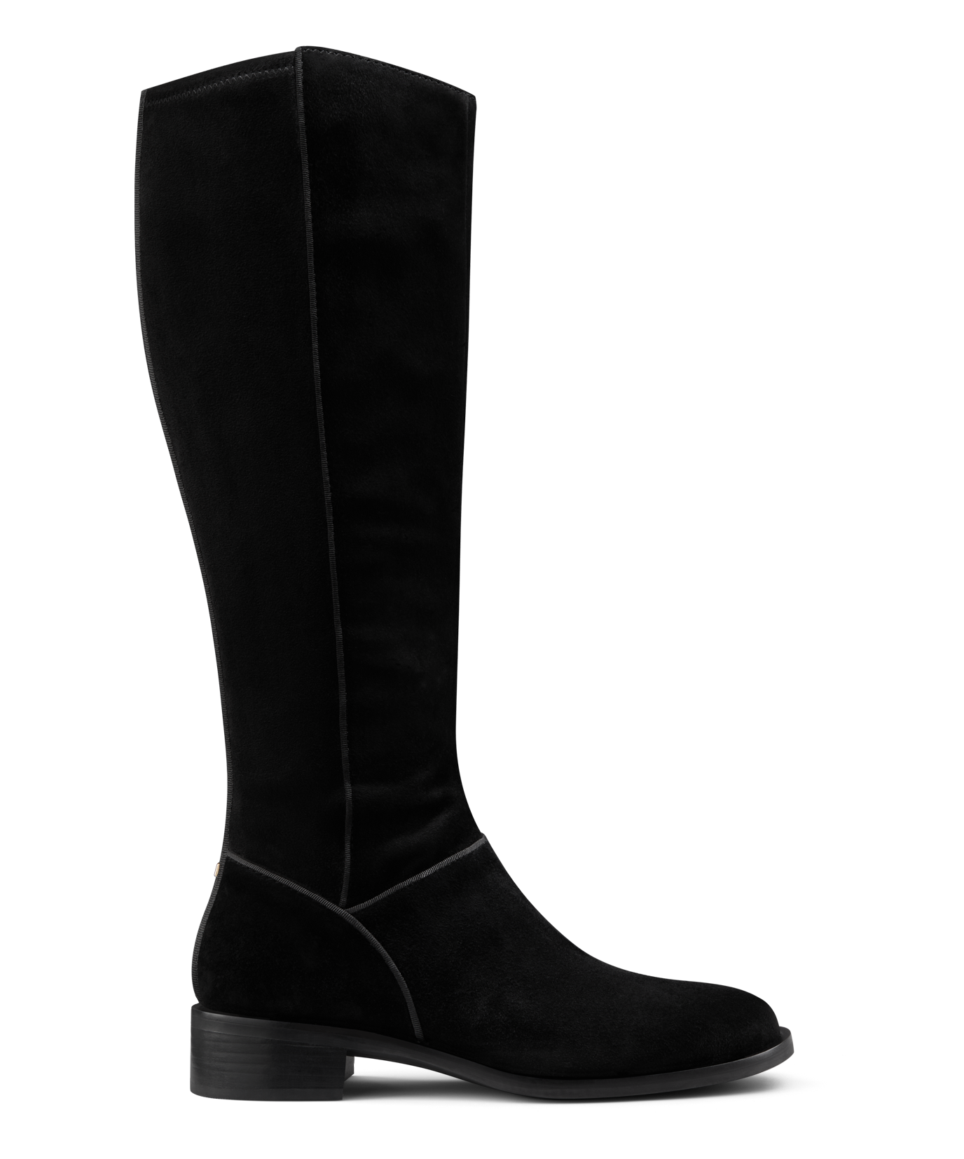 side view of the starling tall boot in black suede