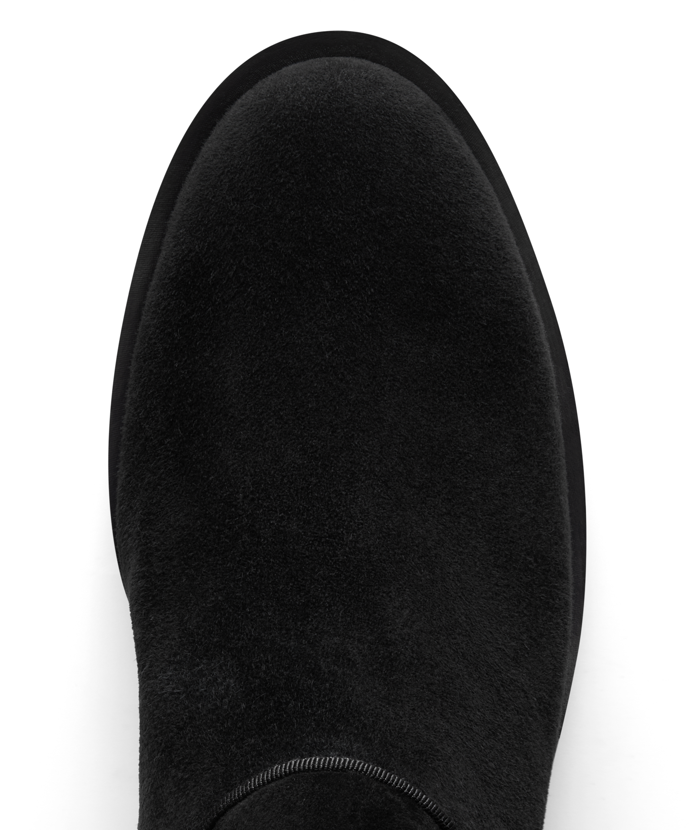 toe view of the starling tall boot in black suede