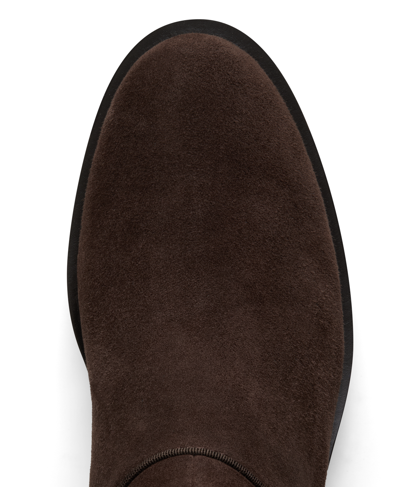 toe view of the starling tall boot in brown suede