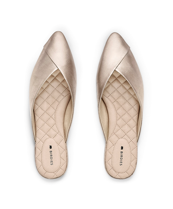 The Swan Gold Leather Women s Slide Birdies