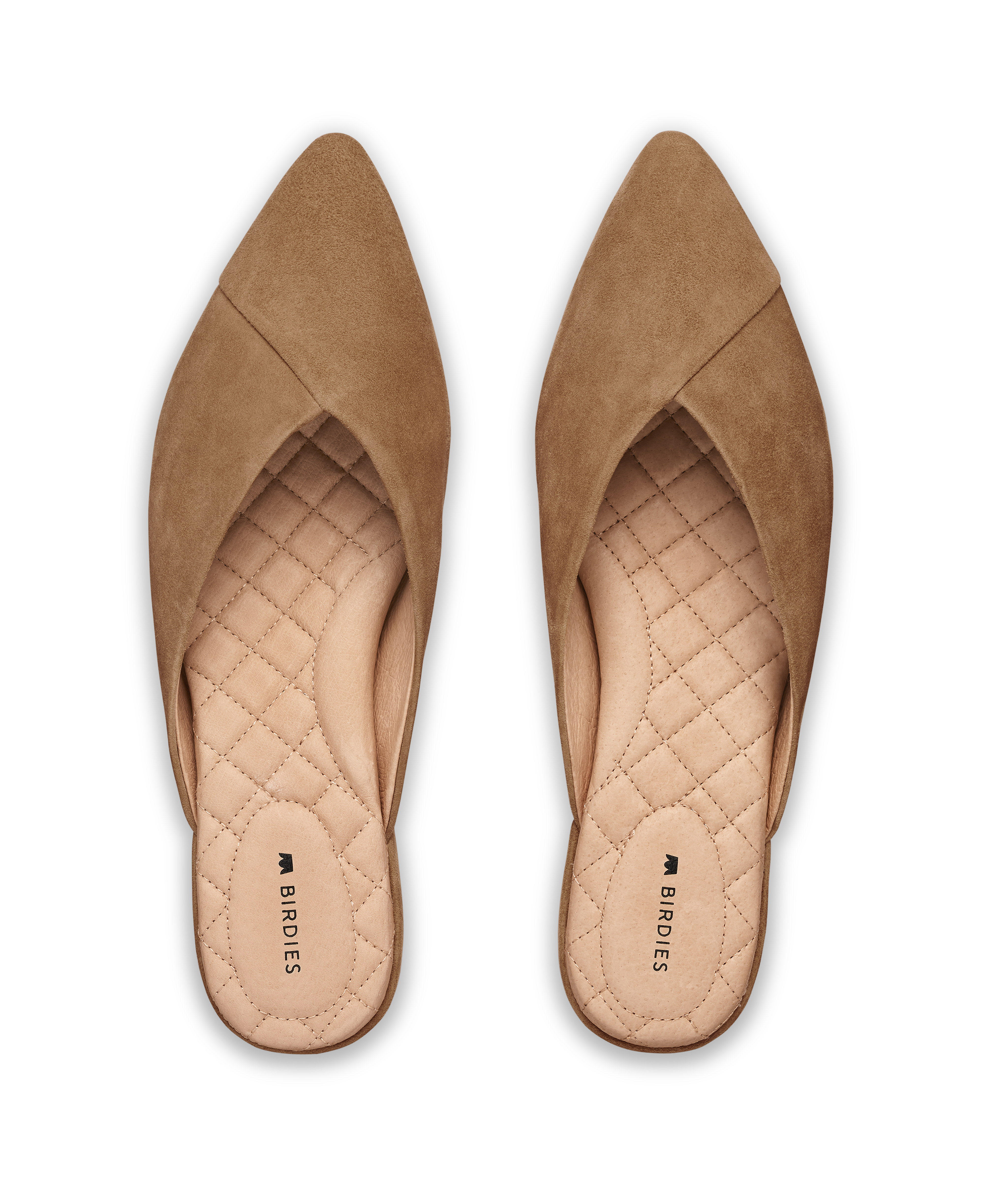 hover | top view of the Swan mule in Golden Oak (tan) Suede