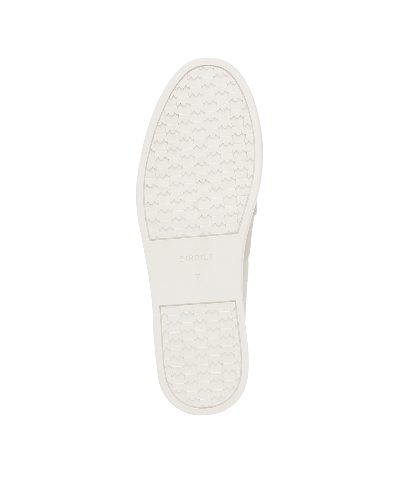 bottom view of the Swift Slip on Sneaker in Bone (cream) Embossed Leather