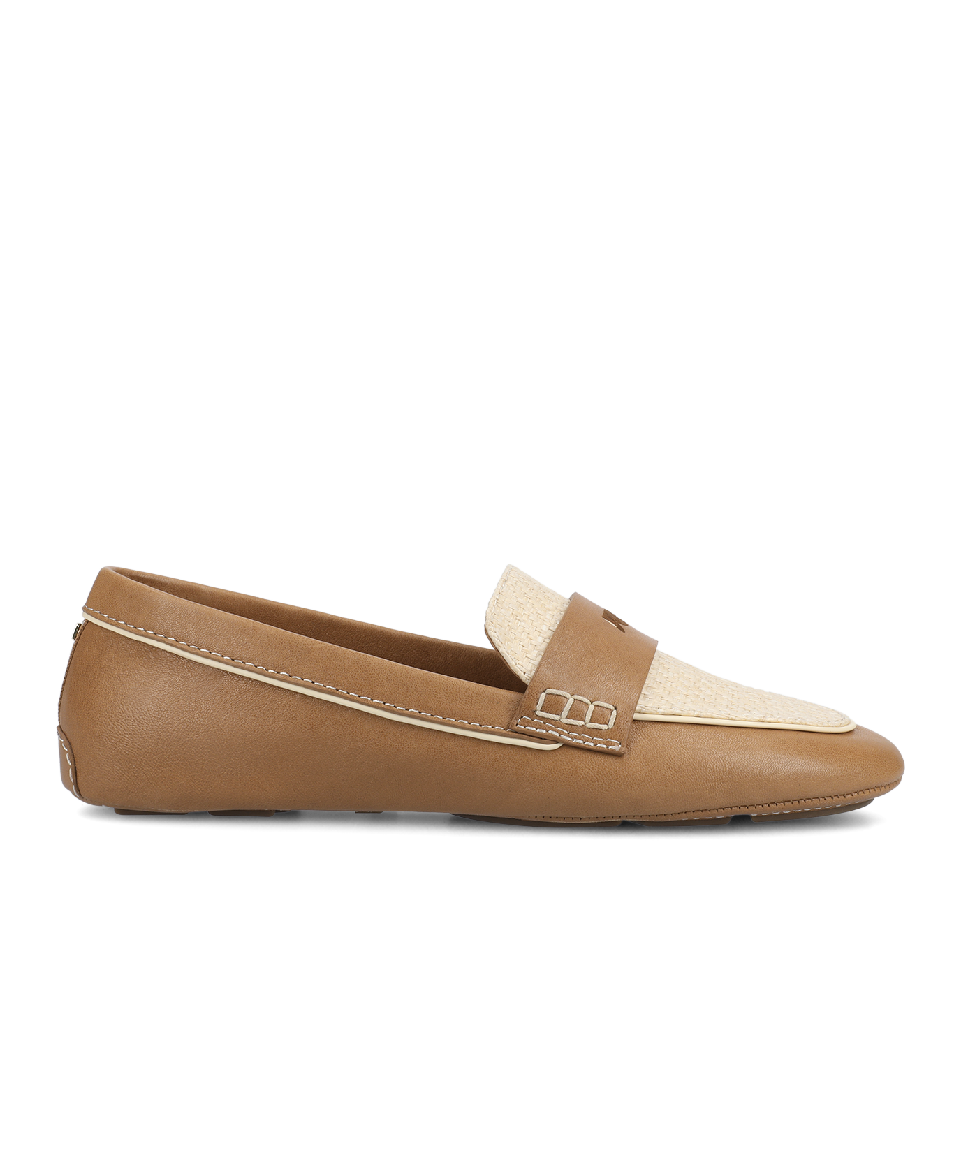 The Vesper Driver - Cappuccino Leather Raffia