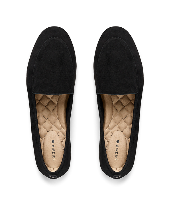 Flat black top loafers women's