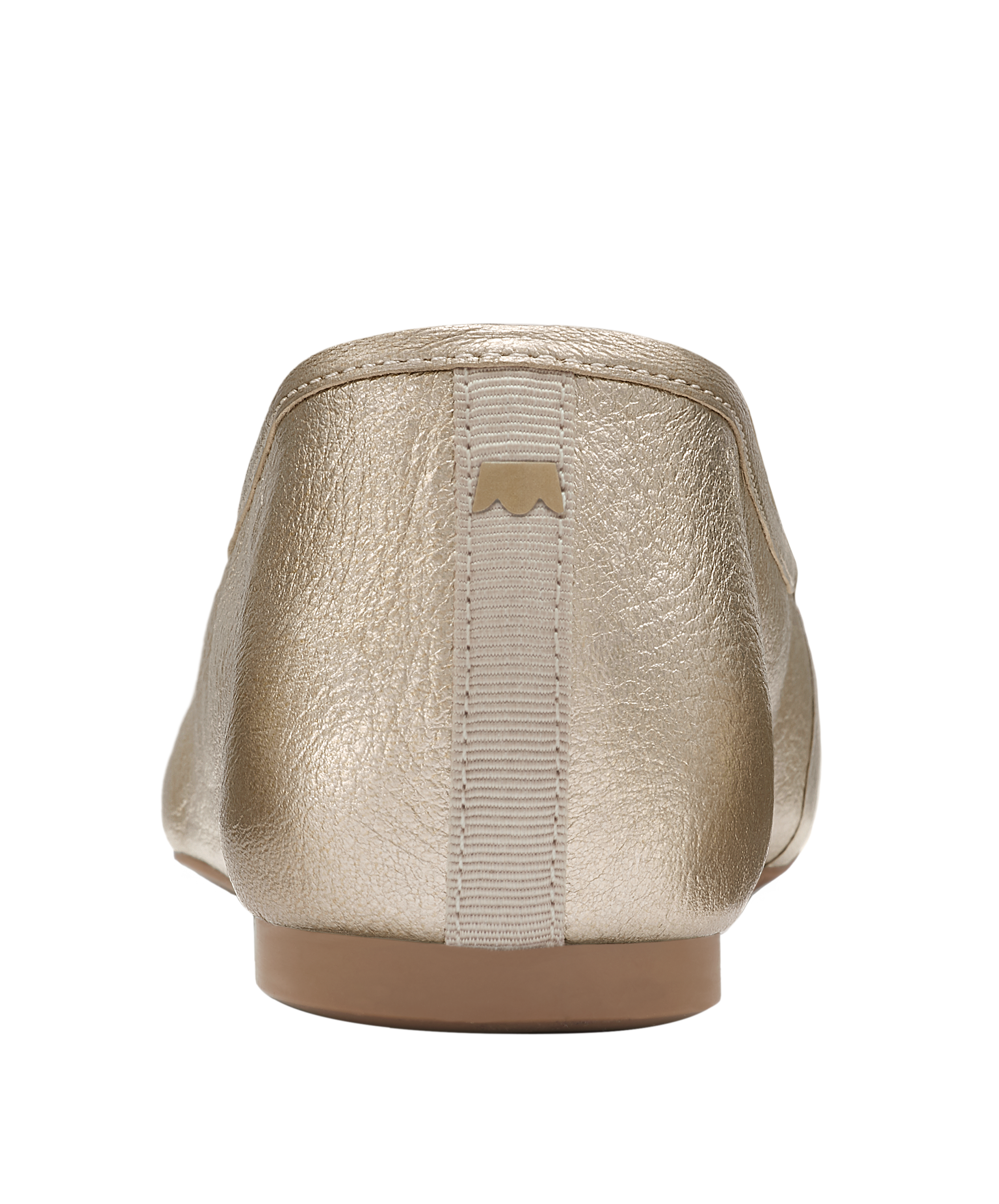 back view of the Vesper loafer in Gold Leather