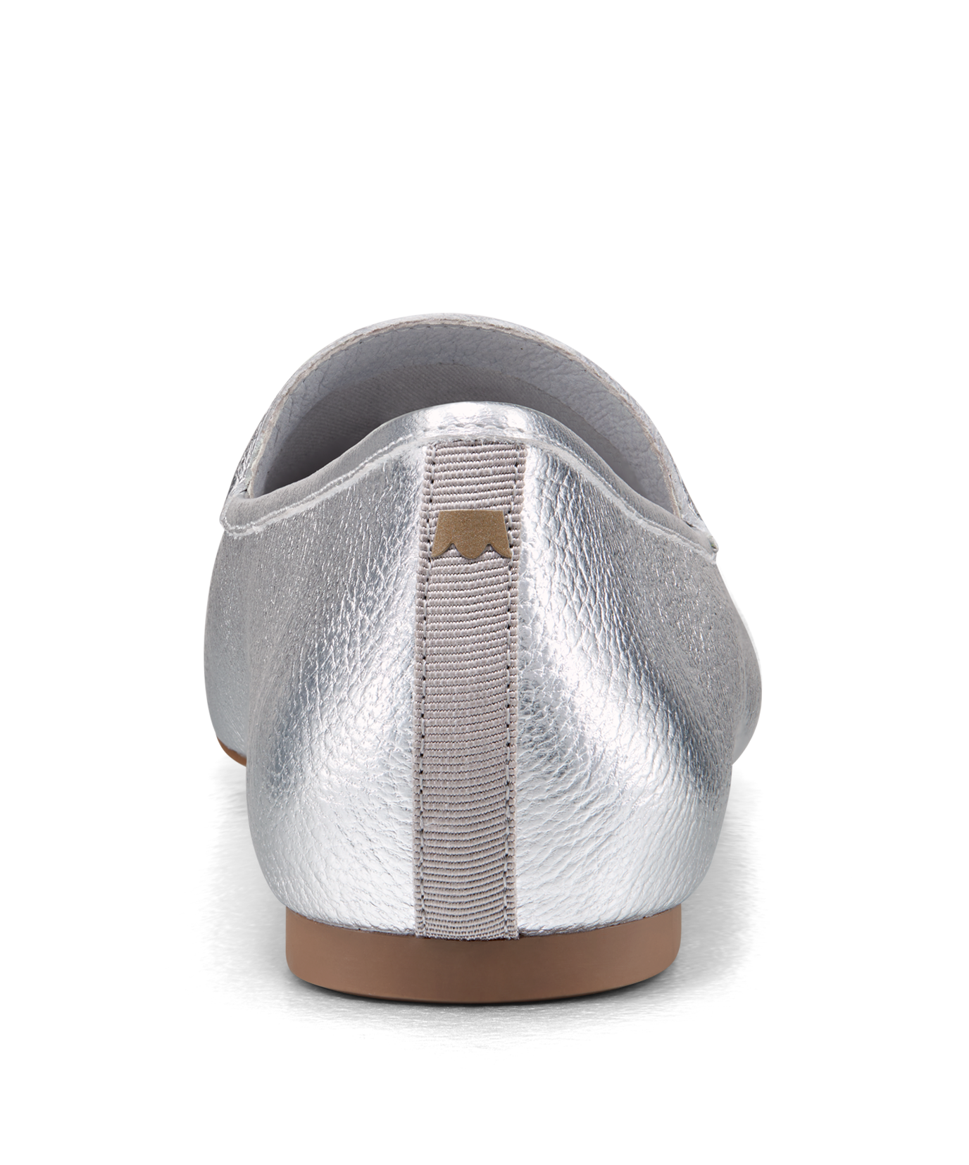 back view of the Vesper loafer in Silver Leather