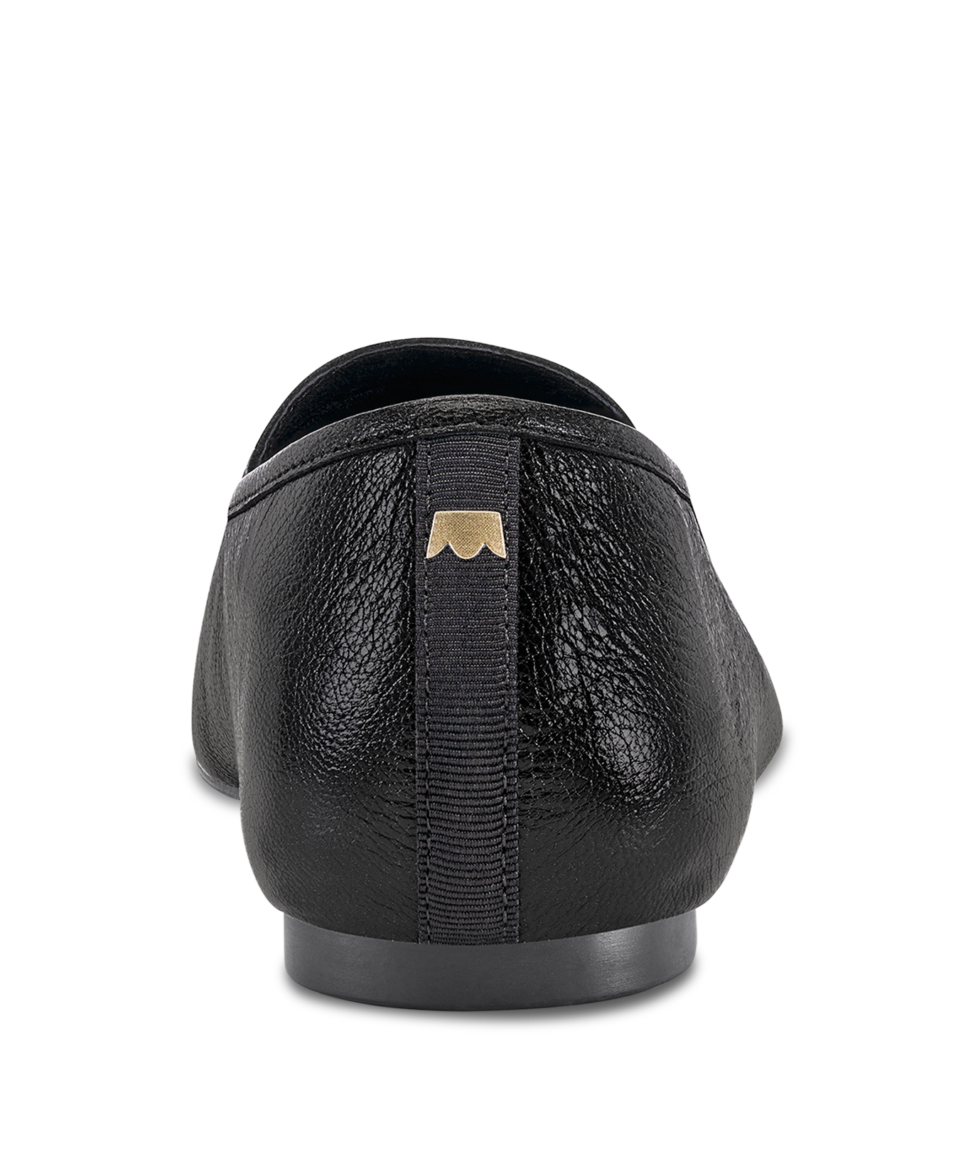 back view of the Vesper loafer in Noir (black) Leather