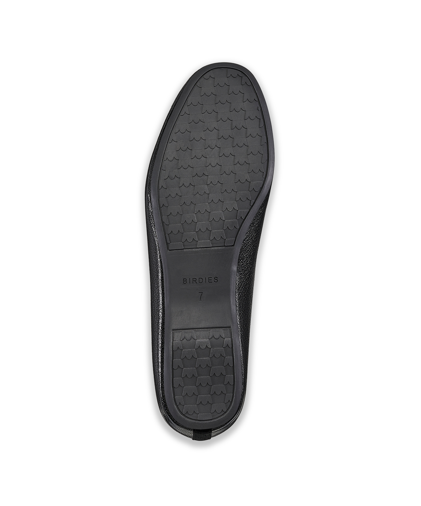 bottom view of the Vesper loafer in Noir (black) Leather