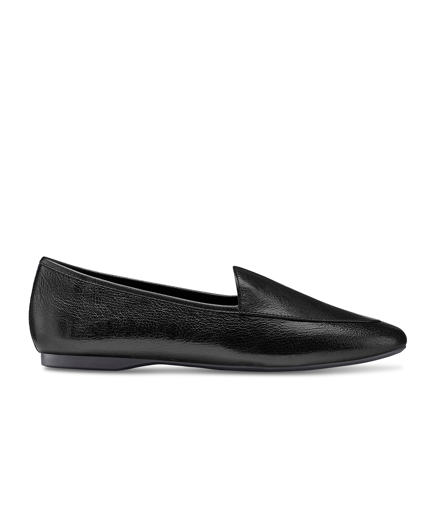 side view of the Vesper loafer in Noir (black) Leather