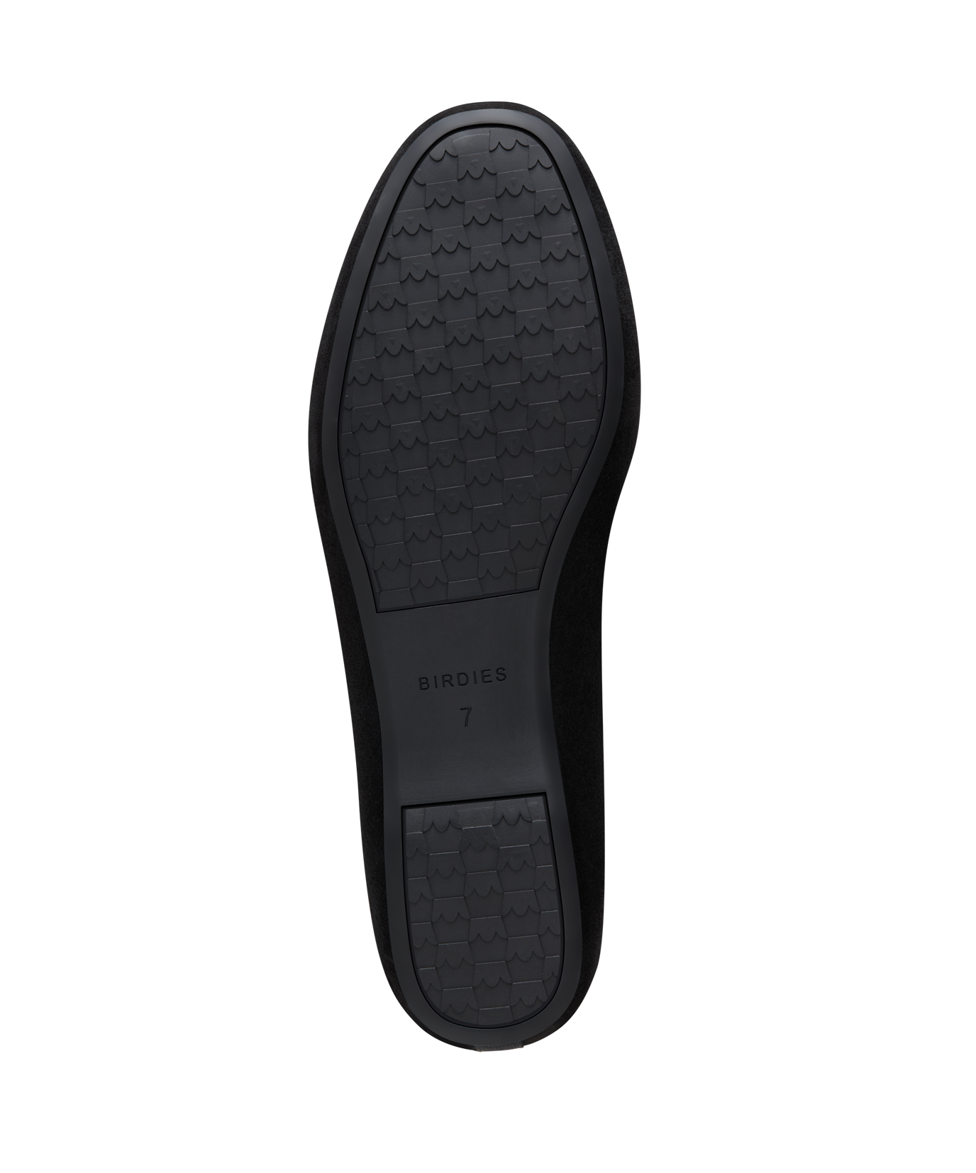 bottom view of the vesper in black faux fur