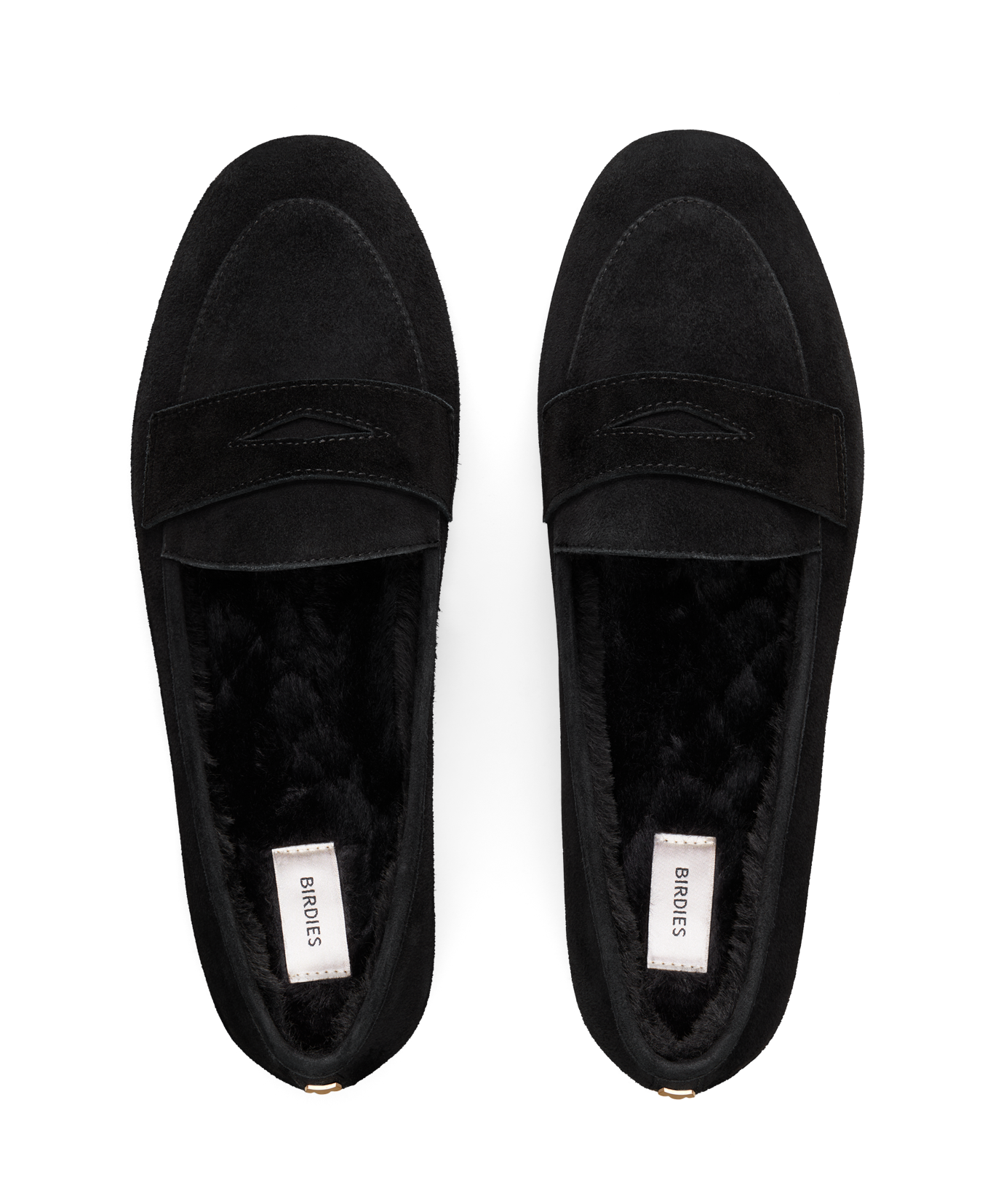hover | top view of the vesper in black faux fur