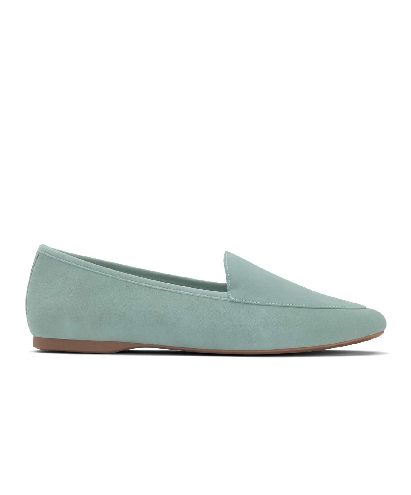 side view of the Vesper loafer in marina (light teal) suede