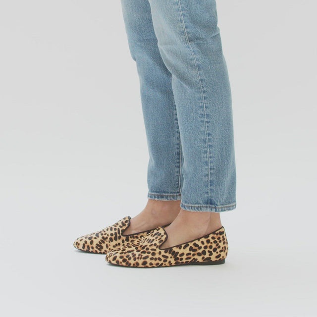 Women's flat Starling cheetah calf hair