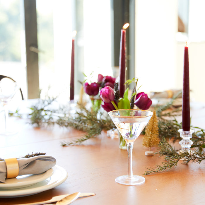 dining table decorated for Thanksgiving 