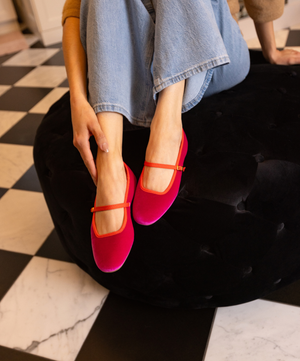 The Hummingbird Mary Jane - Hot Pink Velvet
